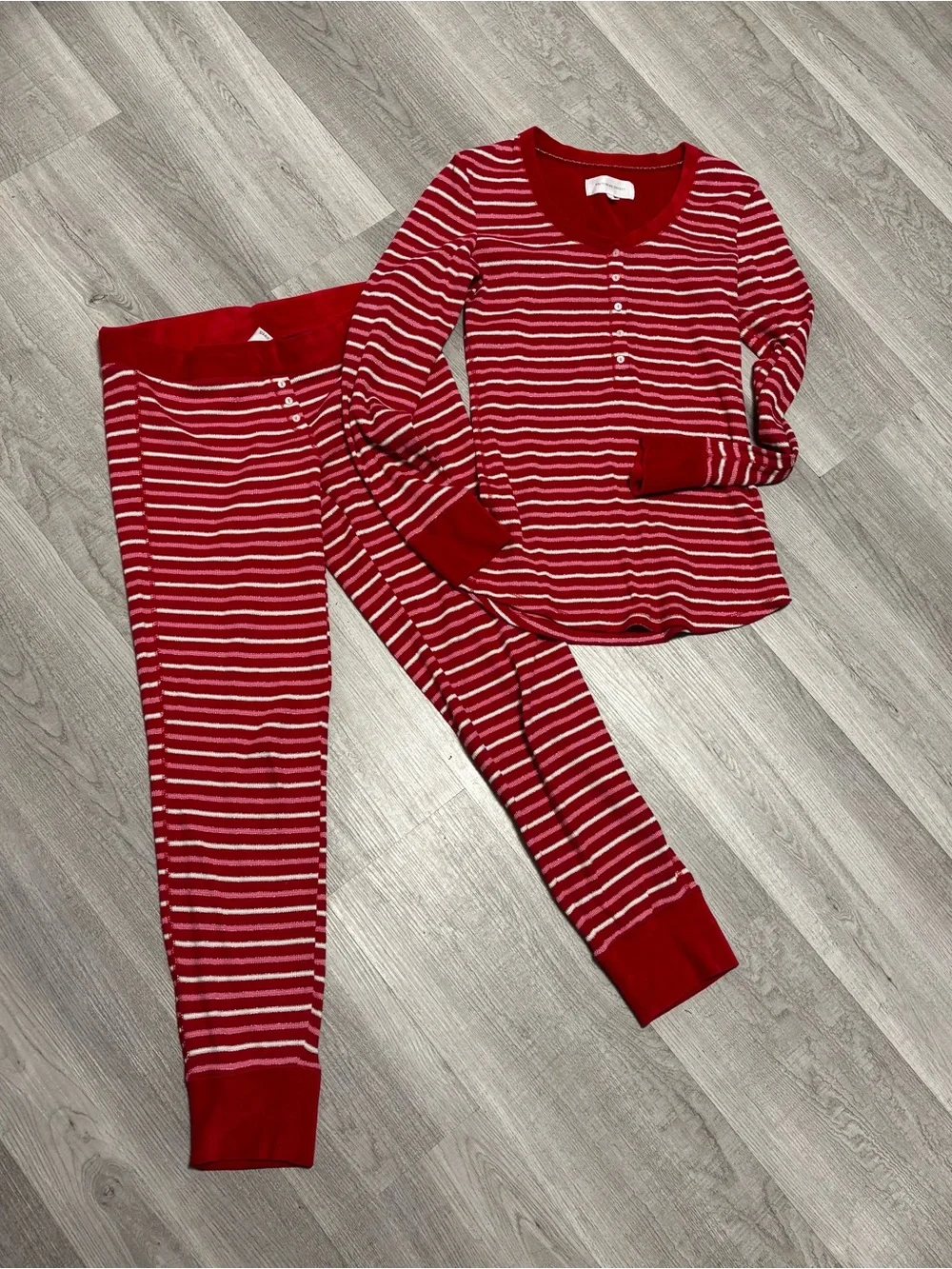 Victoria's Secret Red, Pink, and White Striped Long-Sleeve Pajama Set - Picture 1 of 9